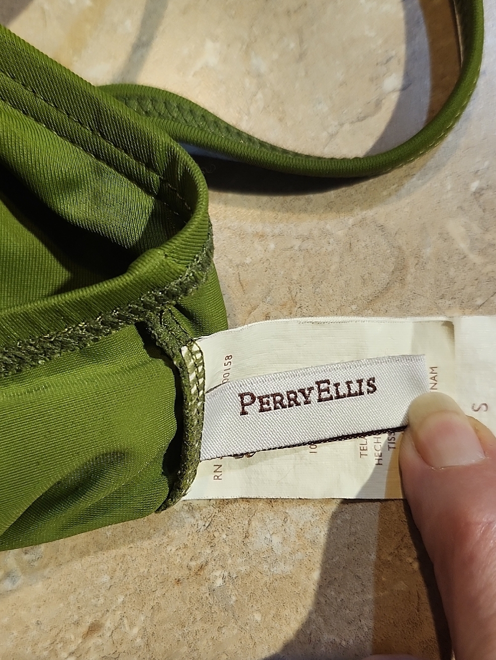 Perry Ellis Avocado Green Tankini Top S - Picture 3 of 3